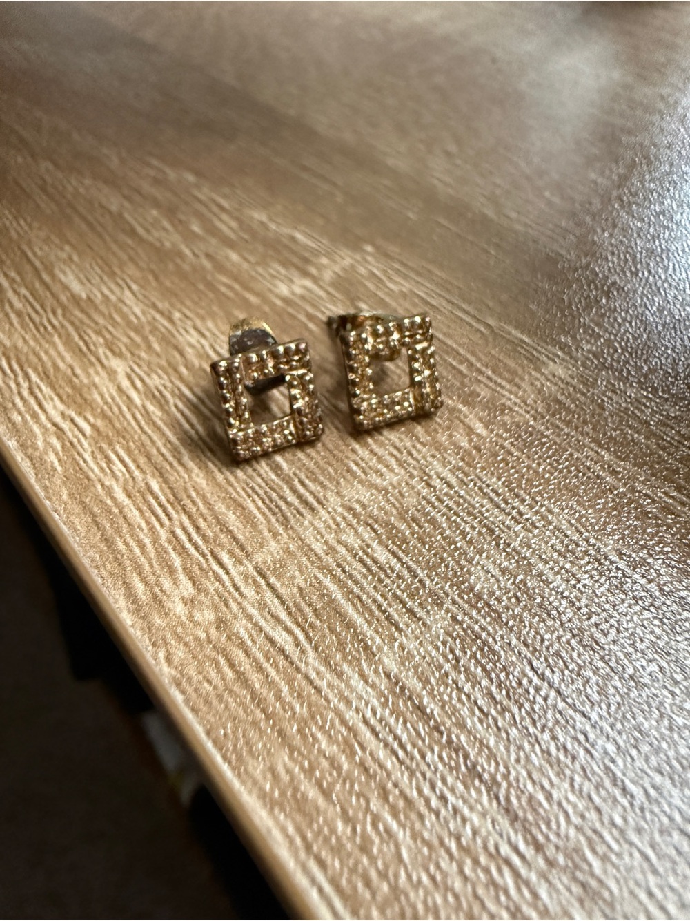 Gold Square Pavé Stud Earrings